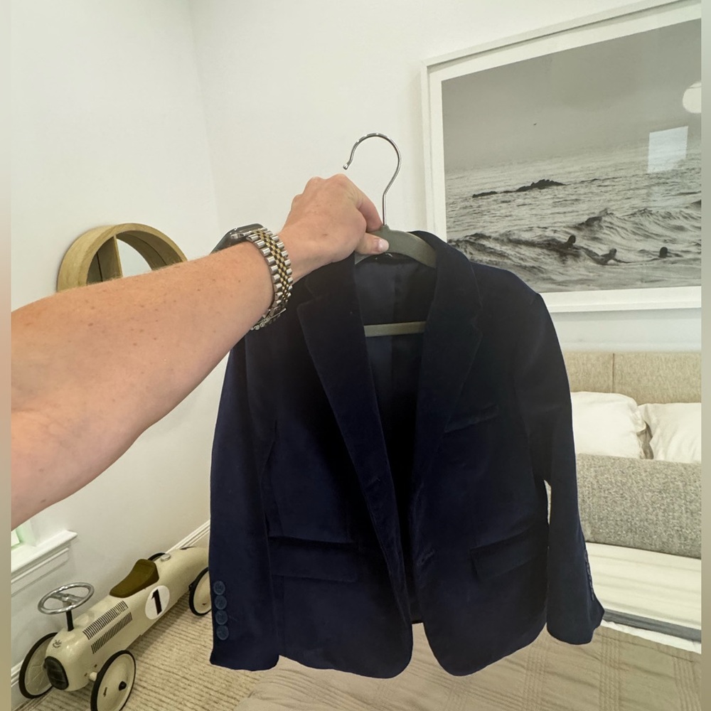 Boys Zara navy blazer velvet